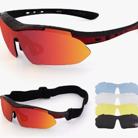 Unisex Polarized Sports Sunglasses + 5 Interchangeable Lenses - UV400 Protection main image 12